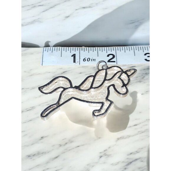 Enchanting Unicorn Open Bezel Charm Pendant - 2.5" x 1.5" - Picture 4 of 4